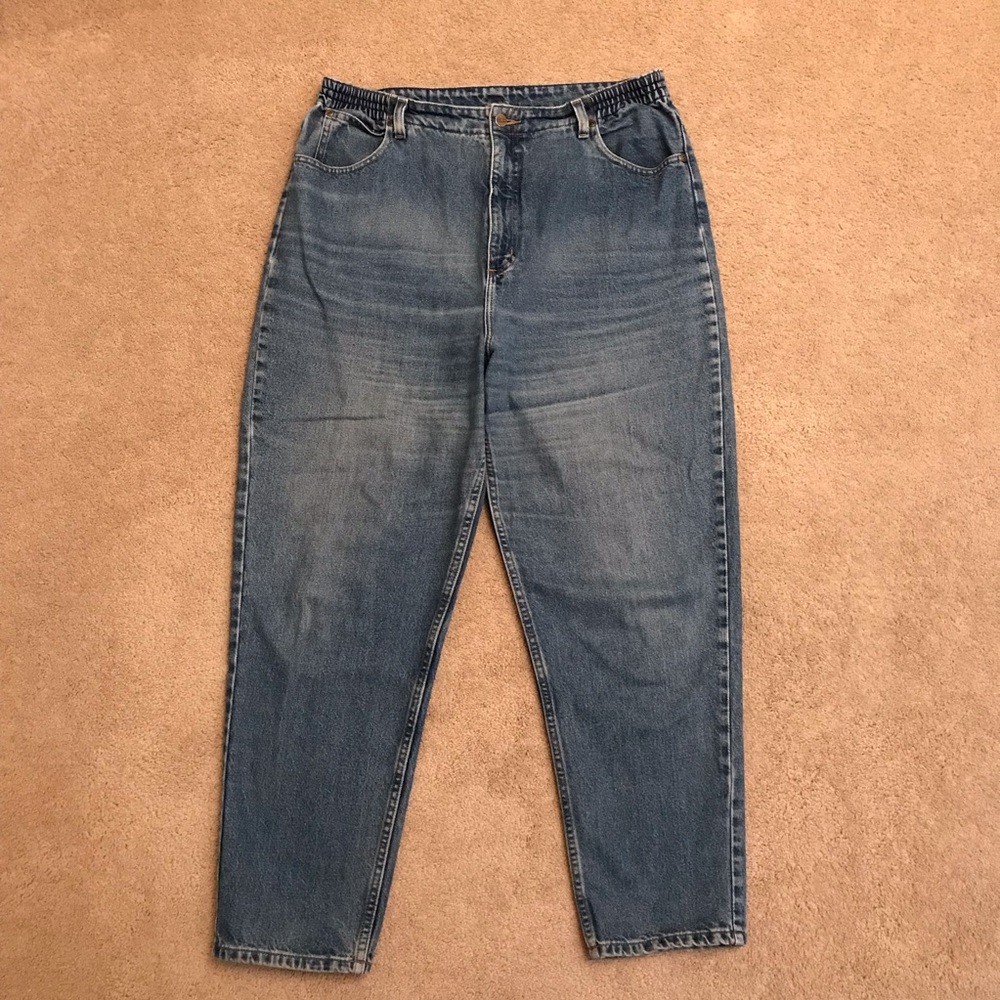 LL Bean Double L Womens Relaxed Fit Blue Jeans Size 18 Regular Comfort Waist
